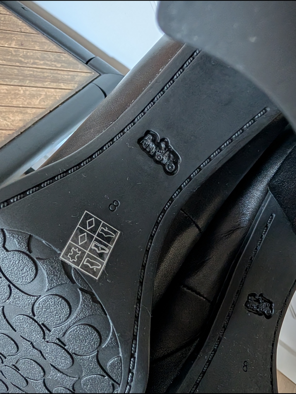 Coach Black Leather C Sculpted Block Heel Pumps - Picture 8 of 8